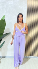 Pantaloni Satin Glicine