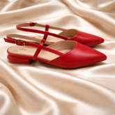 Slingback rosse in pelle