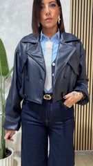 Bomber Ecopelle Blu
