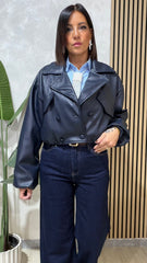 Bomber Ecopelle Blu