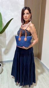 Borsa paglia Blu