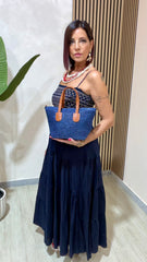 Borsa paglia Blu