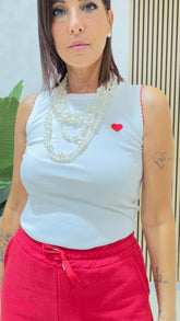 Canotta Cuore Rosso Bianca