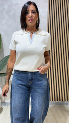 Maglia Polo Camicia Panna
