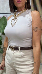 Top con Pizzo Panna art.3286