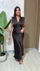 Abito Satin Marrone