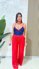 Pantaloni Satin Rosso