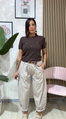 Pantalone Velluto Beige