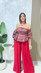 Pantalone Flower Rosso art.9297