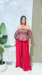 Pantalone Flower Rosso art.9297