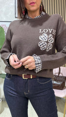 Maglione Quadrifoglio Marrone