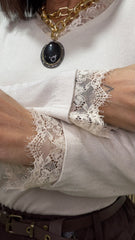 Maglia Pizzo a V Beige