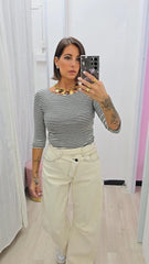 MAGLIA MILLE RIGHE MARRONE