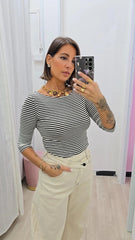 MAGLIA MILLE RIGHE MARRONE