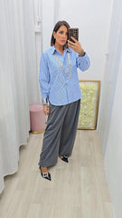 CAMICIA RIGHE AZZURRA ART.7535