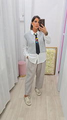 CAMICIA+GILET+CRAVATTA GRIGIO