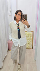 CAMICIA+GILET+CRAVATTA BEIGE
