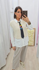 CAMICIA+GILET+CRAVATTA BEIGE