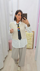 CAMICIA+GILET+CRAVATTA BEIGE