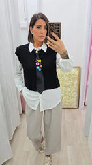 CAMICIA+GILET+CRAVATTA  NERO