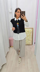 CAMICIA+GILET+CRAVATTA  NERO