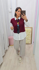CAMICIA+GILET+CRAVATTA  BORDEAUX