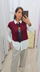 CAMICIA+GILET+CRAVATTA  BORDEAUX
