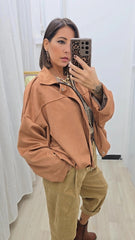 Giubbino Scamosciato Camel