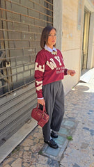 Pull Scritta Bordeaux