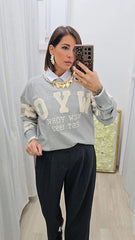 Pull Scritta Grigio