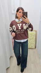 Pull Scritta Marrone