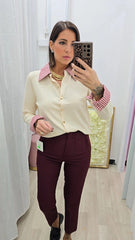Cardigan Camicia Beige/Rosso