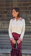 Cardigan Camicia Beige/Rosso