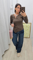 Maglia Con Gioiello Marrone