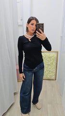 Maglia Con Gioiello Nera