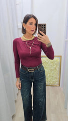 Maglia Scollo Trasversale Bordeaux