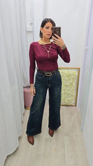 Maglia Scollo Trasversale Bordeaux