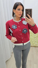 Cardigan Fiorellino Bordeaux