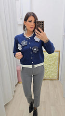 Cardigan Fiorellino Blu
