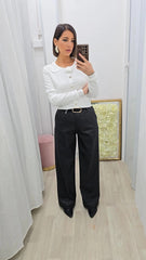 PANTALONE IN ECOPELLE NERO
