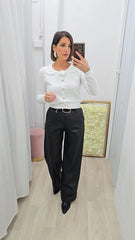 PANTALONE IN ECOPELLE NERO
