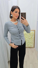 CARDIGAN  ARRICCIO GRIGIO ART.552