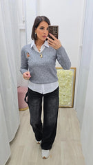 PULL TRECCIA ORSO GRIGIO ART.1197