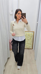 PULL TRECCIA ORSO PANNA ART.1197