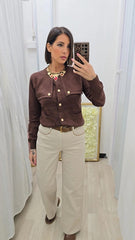CARDIGAN PATTA MARRONE  ART.3667