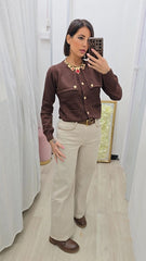 CARDIGAN PATTA MARRONE  ART.3667