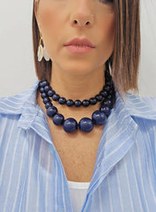 Collana doppia Perla Blu