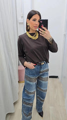 T-shirt Spalline Marrone