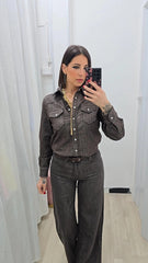 Camicia Denim Marrone art.FX5202