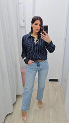 Camicia Verticale Blu